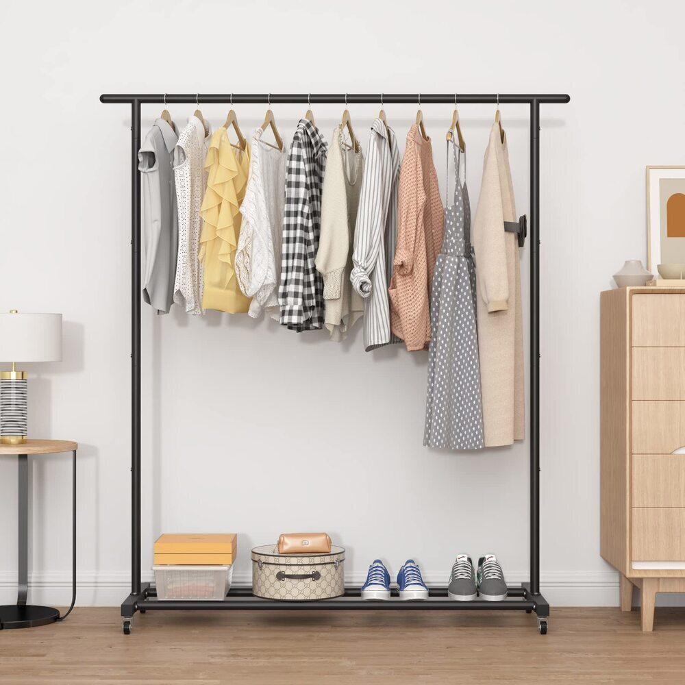 Buzowruil Clothing Rack Clothes Rack Standard Rod Simple Rolling Metal Garment R - Picture 4 of 6